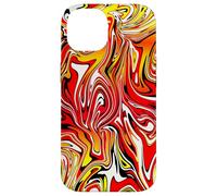Custodia per iPhone 14 Rosso Giallo Bianco Nero Fiamma Astratto Design Colorato