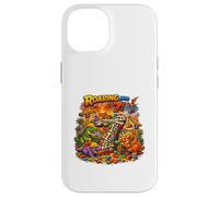 Custodia per iPhone 14 Ruggendo in 7 dinosauri festa di compleanno Building Blocks Dino