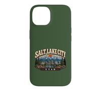 Custodia per iPhone 14 Salt Lake City, Utah, design vintage con montagna panoramica