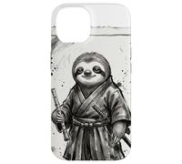 Custodia per iPhone 14 Samurai Bradipo Guerriero Arte Giapponese con Flauto Giappone Zen