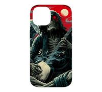 Custodia per iPhone 14 Scheletro Chitarrista Onda Giapponese Red Moon Dark Rock Art