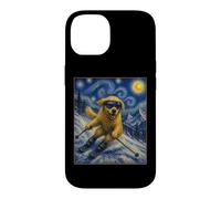 Custodia per iPhone 14 Sci Golden Retriever Art Sciatore Cane su Ski Hill