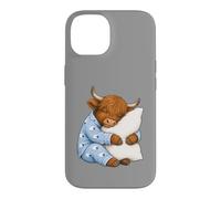 Custodia per iPhone 14 Scottish Highland mucca che dorme in pigiama carino sonno