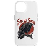 Custodia per iPhone 14 See Ya Soon Raven Crow Red Moon Halloween Horror