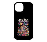 Custodia per iPhone 14 Send Help Yarn magliaia fibra artista lavoro a maglia