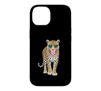 Custodia per iPhone 14 Simpatica pantera con occhiali a forma di cuore in gomma da masticare Sassy Animal Art