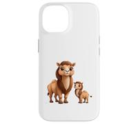 Custodia per iPhone 14 Simpatico design a forma di cammello con mamma e bambino