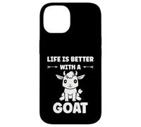Custodia per iPhone 14 Small Animals Goat quote life is better with a Goat