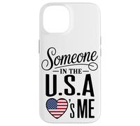 Custodia per iPhone 14 Someone In The U S A Loves Me Heart Flag