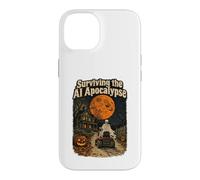 Custodia per iPhone 14 Sopravvivere allo scheletro di Halloween retrò dell'apocalisse IA