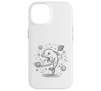 Custodia per iPhone 14 Sorridente delfino esploratore cosmico con pianeti e stelle