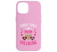 Custodia per iPhone 14 Sorry Girls Mommy Is My Valentine Hearts leopardo e plaid