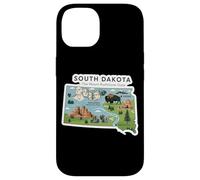 Custodia per iPhone 14 South Dakota Mappa del Dakota del Sud con il Monte Rushmore