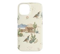 Custodia per iPhone 14 Southwestern Ranch Bunny Uccello Cactus Paese Acquerello