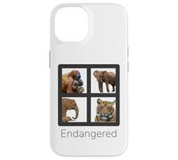 Custodia per iPhone 14 Specie in pericolo di estinzione Orangutan Tiger Elefanti