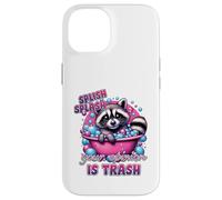 Custodia per iPhone 14 Splish Splash La tua opinione è Trash Raccoon Bath