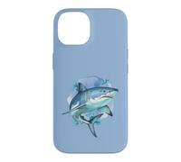 Custodia per iPhone 14 Squalo feroce nei toni del blu