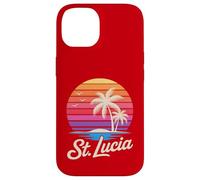 Custodia per iPhone 14 St Lucia Caraibi Vacanza Retro anni '80 Tropicale