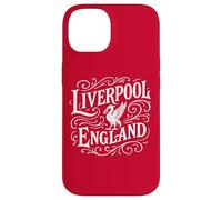 Custodia per iPhone 14 Stampa bianca vintage Liverpool Inghilterra Liverbird