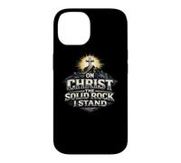 Custodia per iPhone 14 Su Cristo, la solida roccia, sostengo il dono della fede