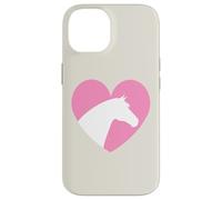 Custodia per iPhone 14 Testa di cavallo con cuore rosa, per equitazione e cowgirl, estetica occidentale