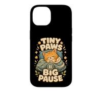 Custodia per iPhone 14 Tiny Paws Big Pause gatto pisolino relax