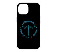 Custodia per iPhone 14 Totem degli attributi tribali della libellula Dashert blu