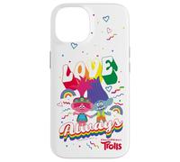 Custodia per iPhone 14 Trolls Love Always Rainbow