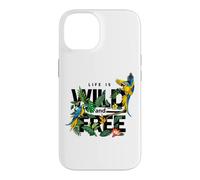 Custodia per iPhone 14 Tropical Macaw Parrots Jungle Nature Bird Design Life Quotes