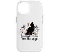 Custodia per iPhone 14 Turn the Page Books & Cats Black Cat Women Floral Book Lover