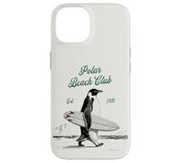 Custodia per iPhone 14 Vintage Polar Beach-Club Pinguino Surfer