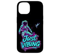 Custodia per iPhone 14 Viola e Teal Astronaut Just Vibing Graphic per gli uomini