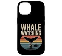 Custodia per iPhone 14 Whale Watching Retro Oceano Tramonto Barca Scena
