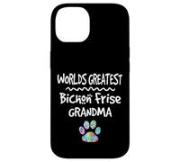 Custodia per iPhone 14 Worlds Greatest Bichon Frise, simpatica stampa a forma di zampa di cane Love