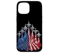 Custodia per iPhone 15 4th of July Fighter Jet US Flag American Military Planes