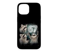 Custodia per iPhone 15 67 Meme Racoon Howling At The Moon 67 T-Shirt 6 7 Halloween