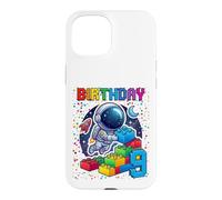 Custodia per iPhone 15 9 ° compleanno astronauta spazio Building Blocks Mattoni Ragazzi Kid