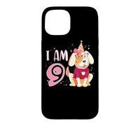 Custodia per iPhone 15 9 ° compleanno ragazza cane cuccioli bambini io sono 9