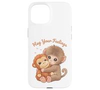 Custodia per iPhone 15 Abbraccia i tuoi sentimenti, scimmietta carina