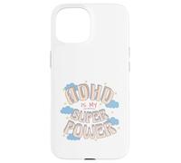 Custodia per iPhone 15 ADHD è il mio super, potere retrò arcobaleno nuvola grafica