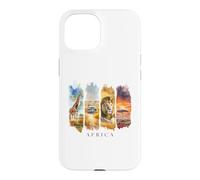 Custodia per iPhone 15 Africa Giraffe, Leoni e Savana - Vacanze Africa