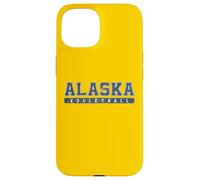 Custodia per iPhone 15 Alaska, pallavolo, blu, vintage, testo