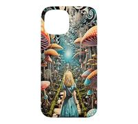 Custodia per iPhone 15 Alice nel Paese delle Meraviglie Trippy Funghi Foresta Sentiero