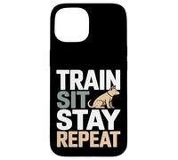 Custodia per iPhone 15 Allenati Sit Stay Ripeti Addestramento Cane Obbedienza