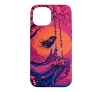 Custodia per iPhone 15 Altalena floreale sotto un albero in fiore