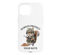 Custodia per iPhone 15 Always Protect Your Nuts Cute Scoiattolo Indossare Militare