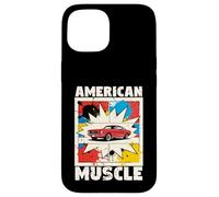 Custodia per iPhone 15 American Muscle Car Lovers Comic Style Auto Mechanic