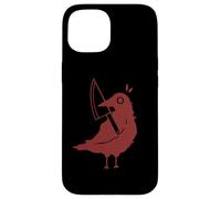 Custodia per iPhone 15 Anni '90 Y2K Sinister Crow con coltello nel becco.