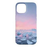 Custodia per iPhone 15 Arctic Iceberg Field Sotto Rosa Polare Alba Paesaggio