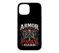 Custodia per iPhone 15 Armor Up Pray Hard Christian Warrior Knight Faith